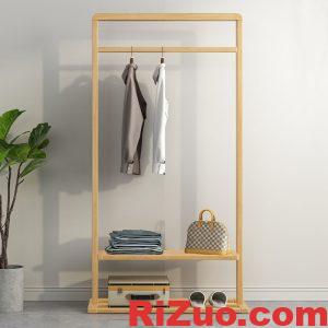 衣帽架晾衣服挂衣架落地卧室家用木质鞋架衣架一体门口置物架_日作设计